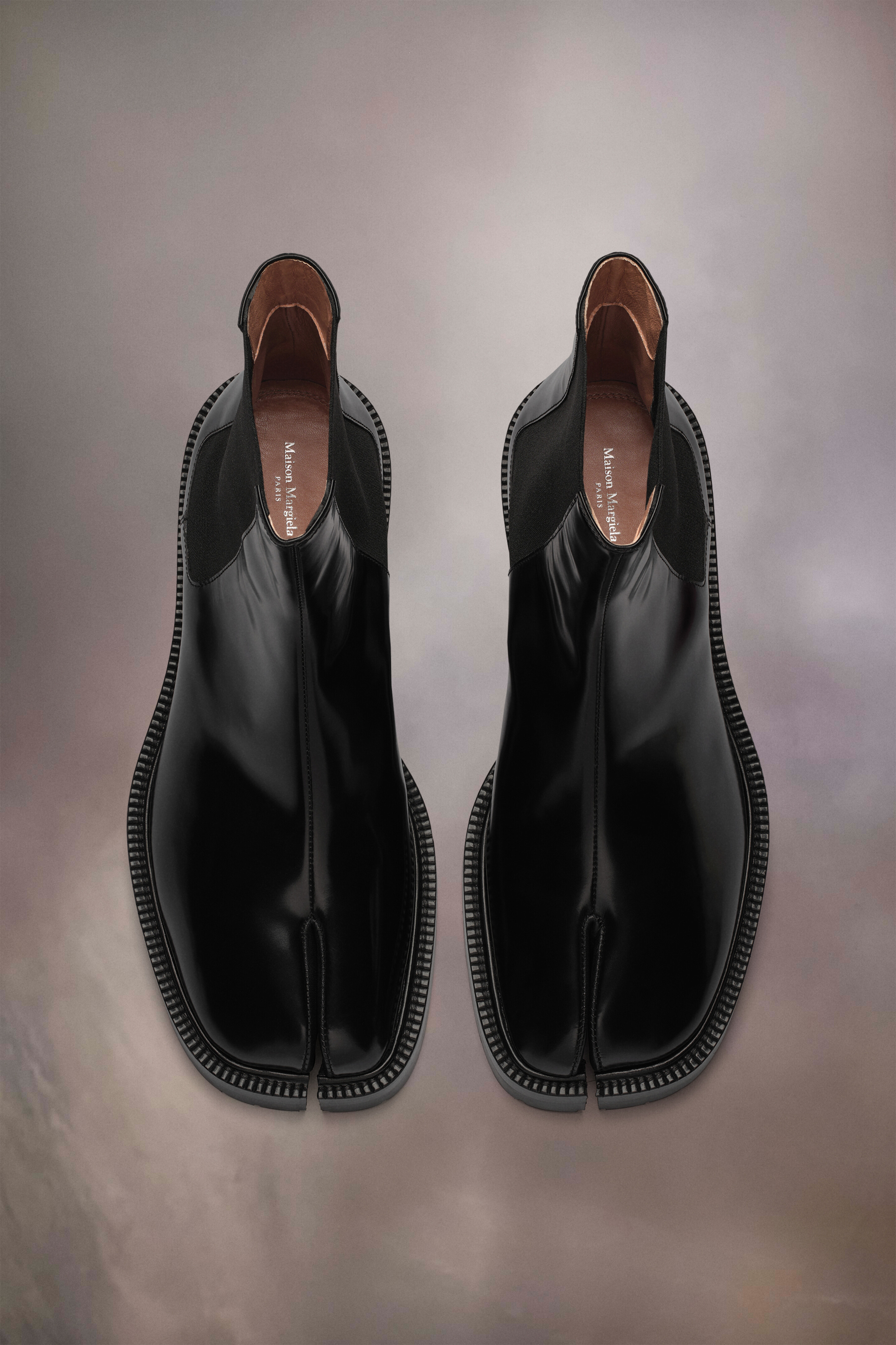Bottes Chelsea Tabi noires en cuir - femme Noir