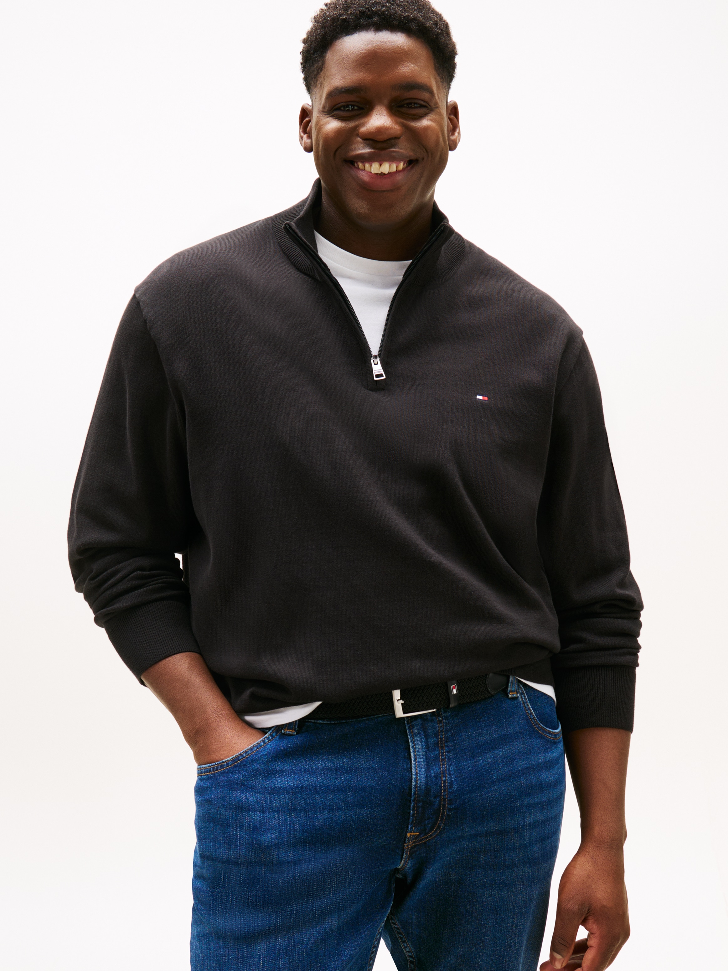 Tommy Hilfiger Big & Tall Stehkragenpullover »BT-ESSENTIAL COTTON ZIP MOCK-B«, Grossen Grössen