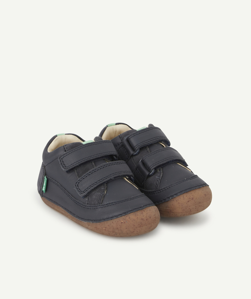 KICKERSBOOTS EN CUIR MARINE PREMIERS PAS BÉBÉ