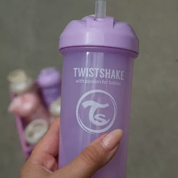 Copo Twistshake Roxo Pastel com Canudo +6m 360ml