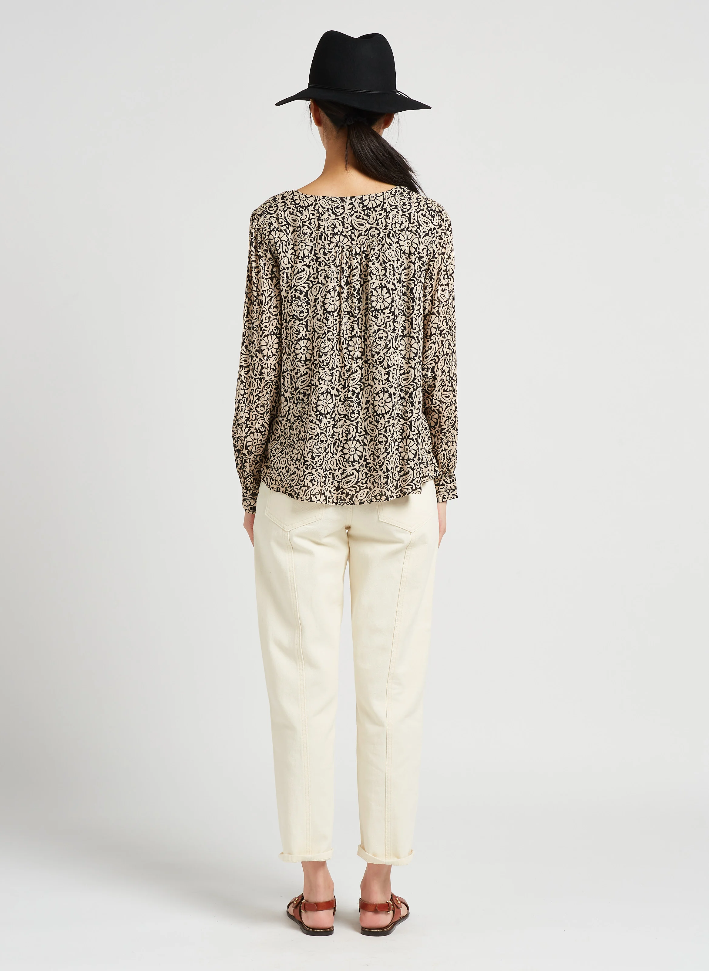Jean droit en coton| Beige