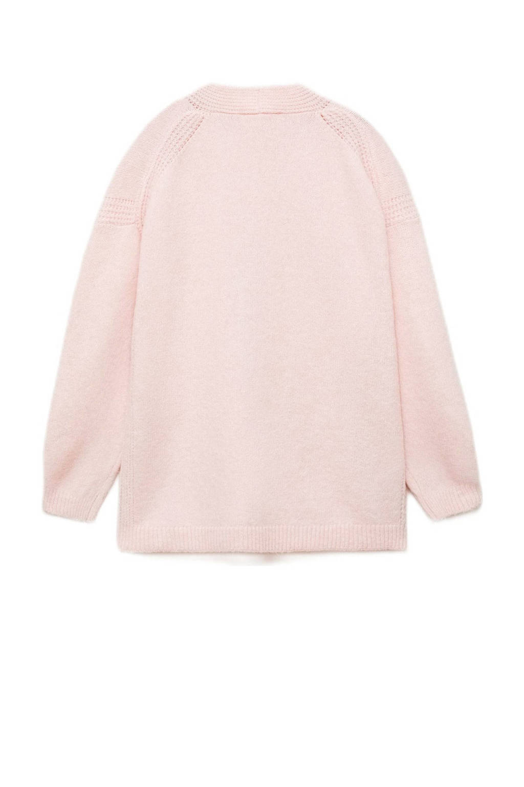 Mango Kids fijngebreid vest lichtroze