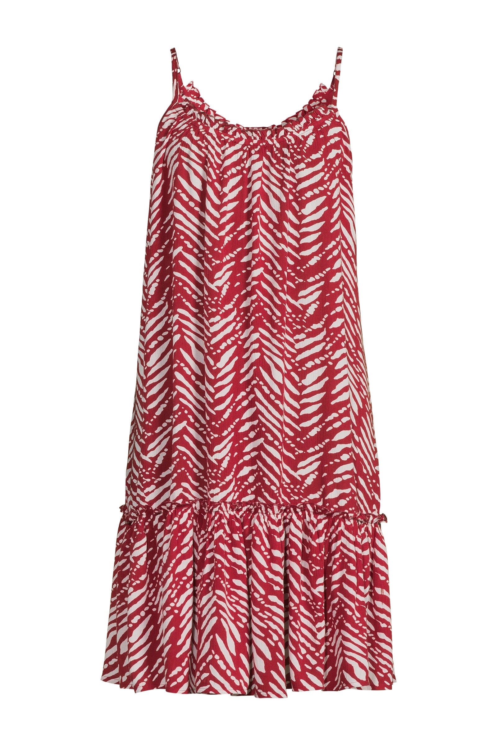 BEACHWAVE crinkle strandjurk rood/wit