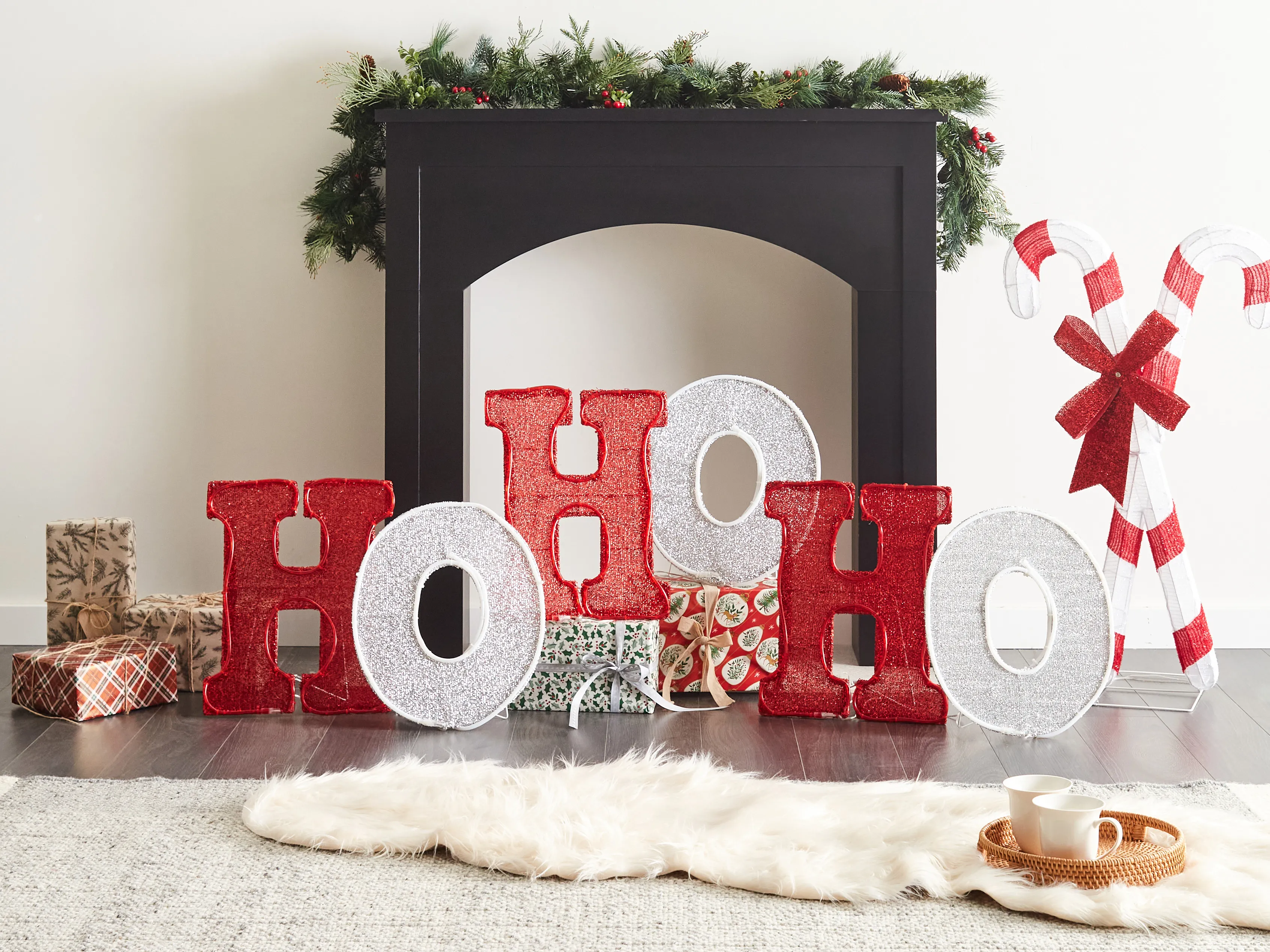 Buitendecoratie LED GRENVIK 40 cm Wit Rood