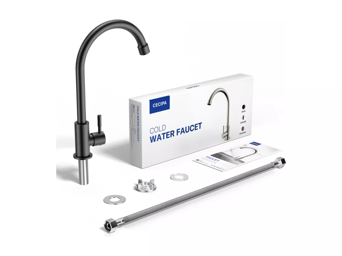 Cecipa max Robinet de Cuisine Noir - Robinet d'évier de cuisine à eau froide - Acier inoxydable 304,EU Modèle