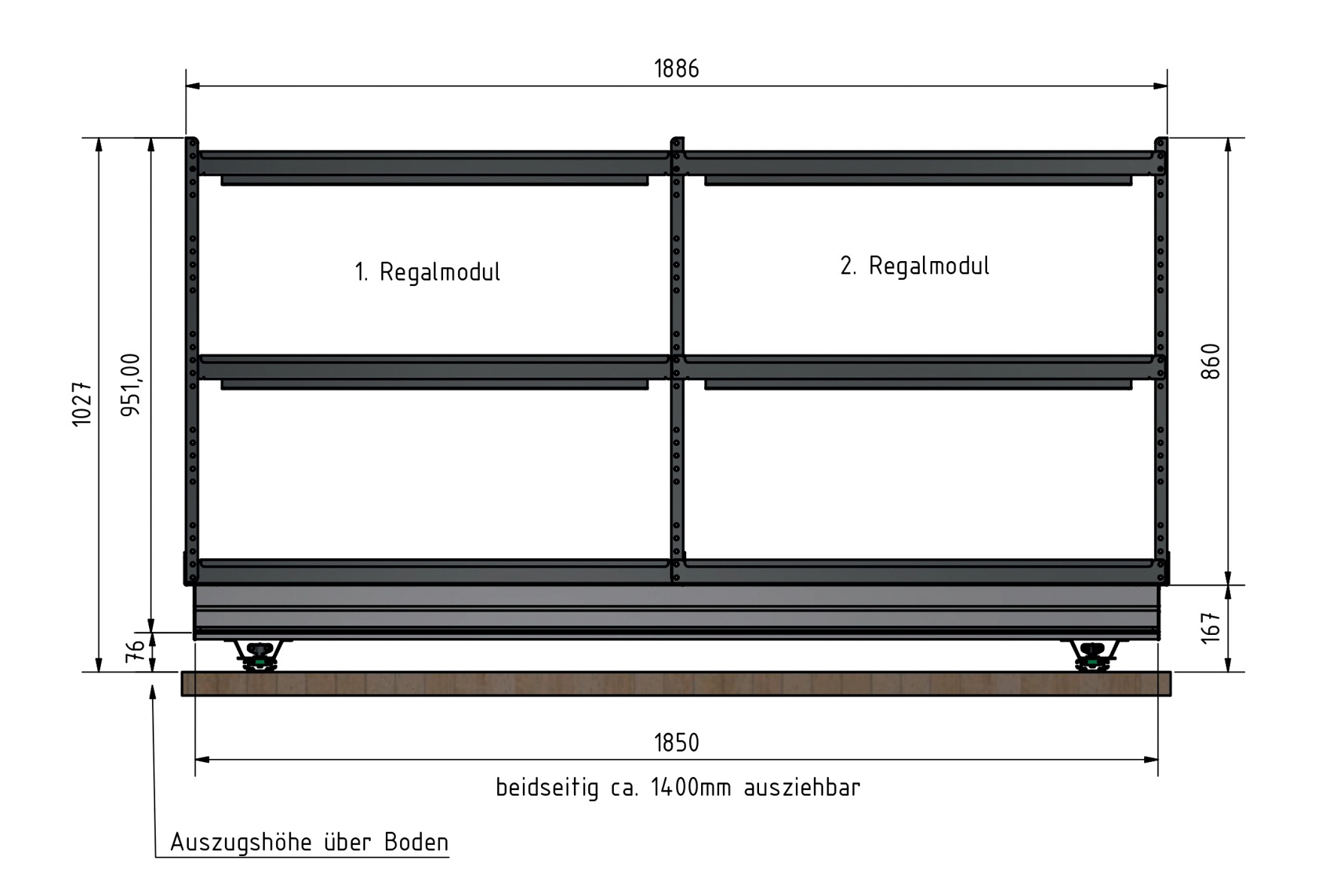 Weih-tec  Load Move R2 Heckgaragen-Regalsystem
