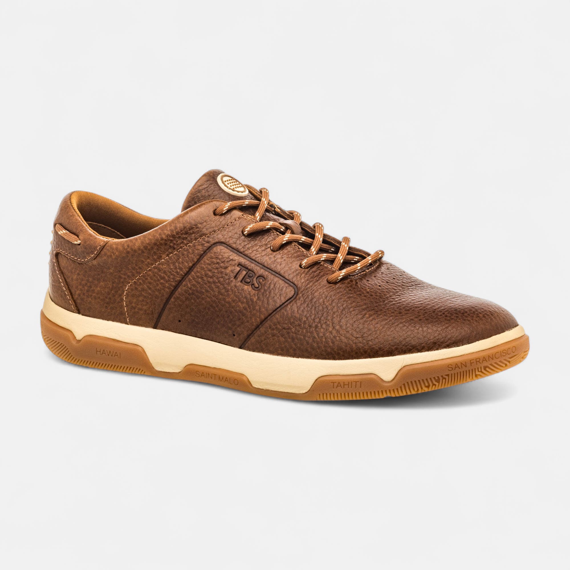 Baskets basses Homme en cuir cognac