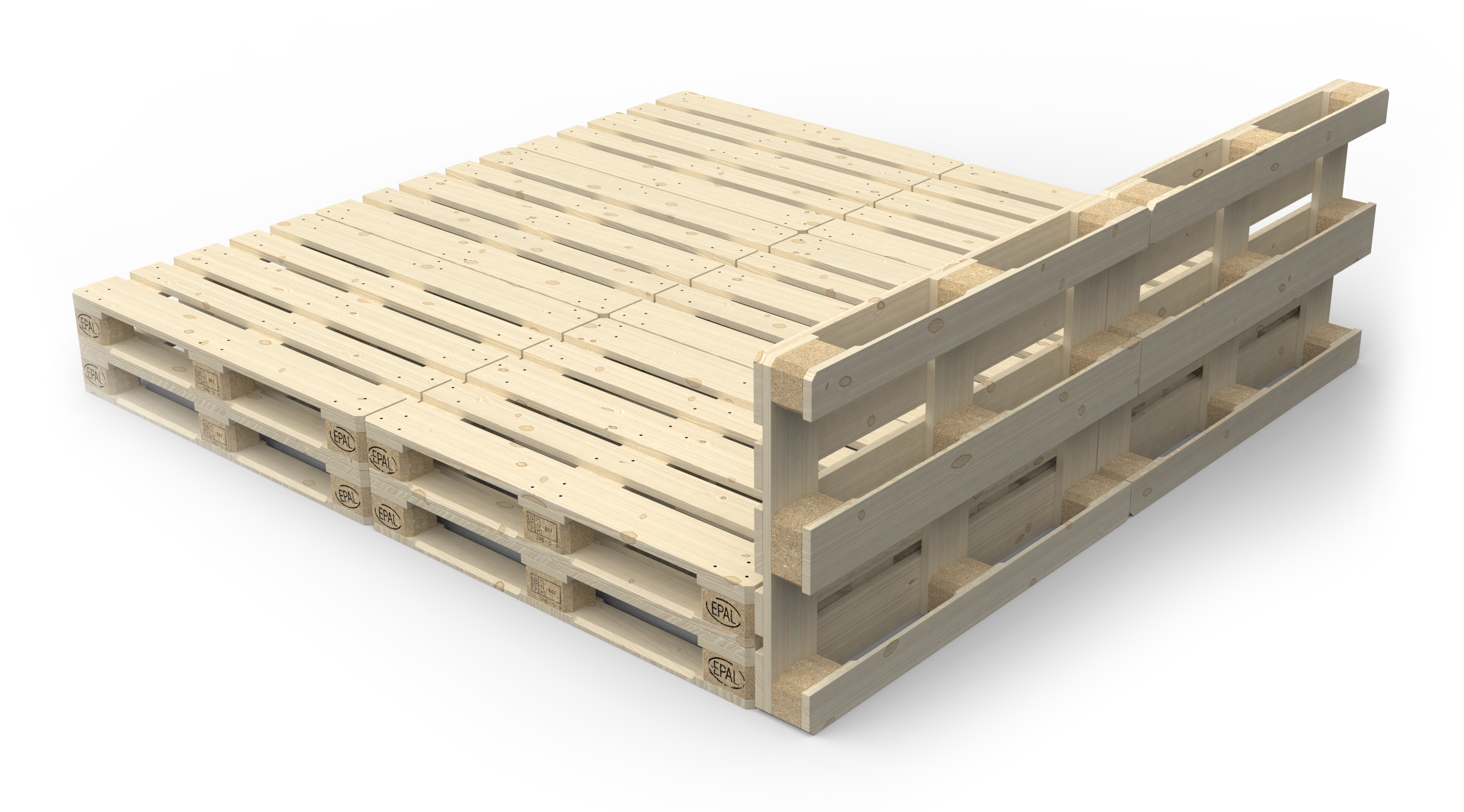 Palettenbett 240 x 240 cm mit Kopfteil