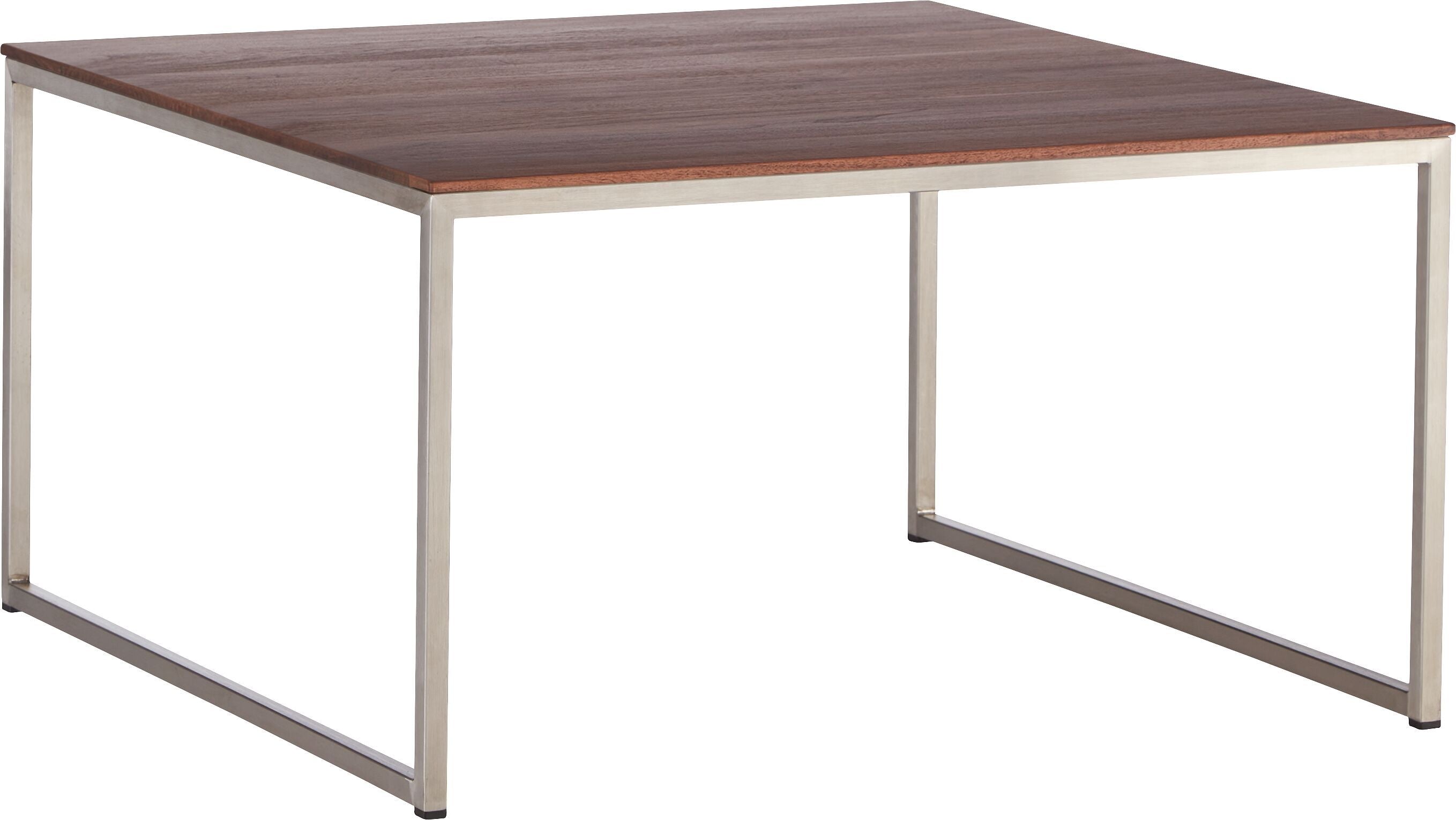 AVEA Salontisch - Nussbaum massiv / Edelstahl / B: 65.0 cm x T: 65.0 cm x H: 36.0 cm