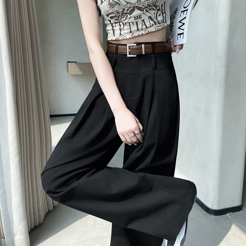 Jaqmine - High Rise Plain Wide Leg Broek