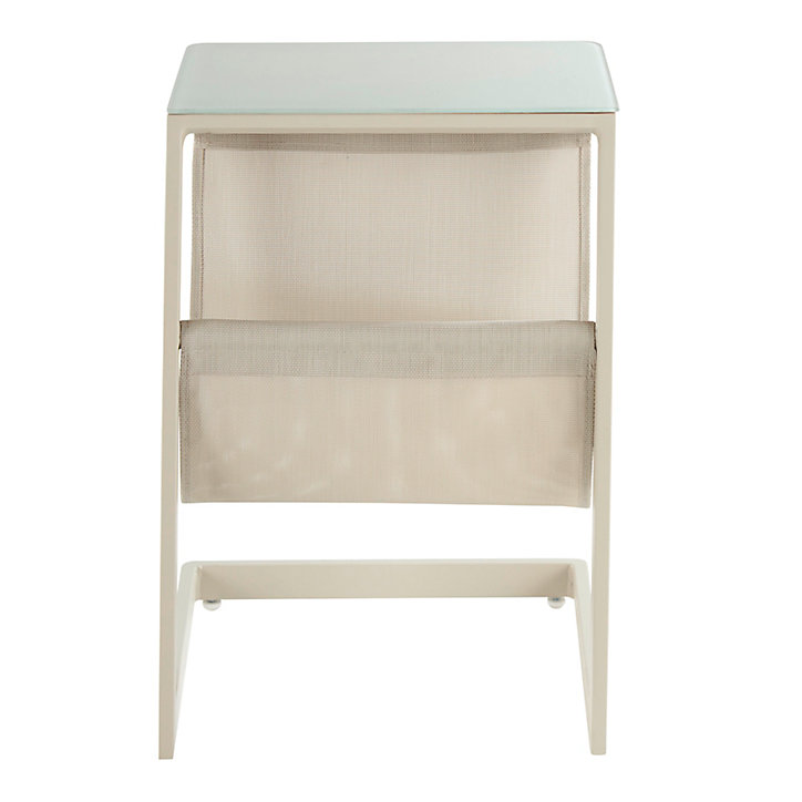 Table de jardin Santorin en aluminium et verre coloris sable L.40 x l.38 x H.56 cm