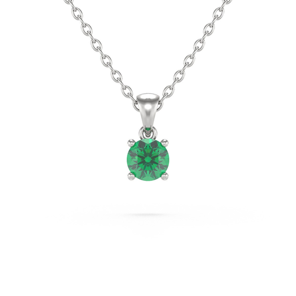 Collier Pendentif ADEN Or 585 Blanc Emeraude Chaine Or 585 incluse 0.23grs