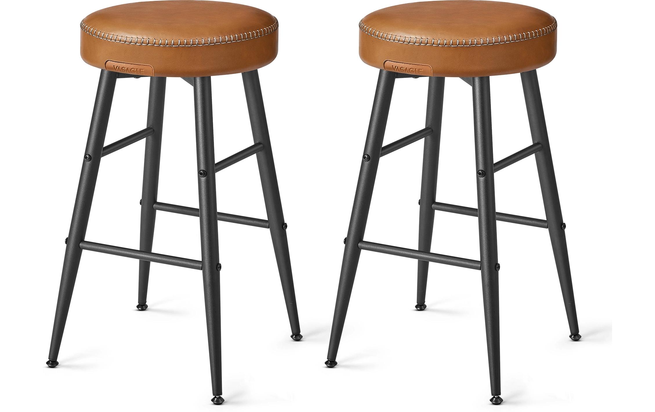 Barhocker aus PU-Kunstleder, 2er Set 49.5 x 63 cm, Braun<br>Barstühle