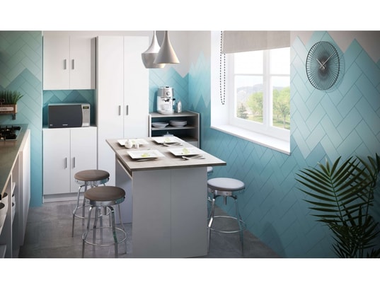 USINESTREET - Desserte micro-ondes vivien l59cm x h92cm - blanc / béton