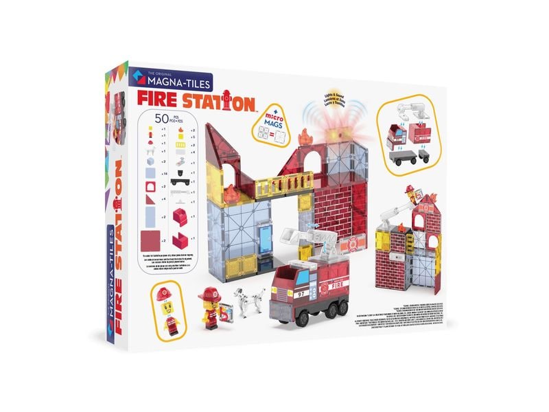 Magna-Tiles Fire Station 50 Teile Bau-Set mit 50 magnetischen Teilen