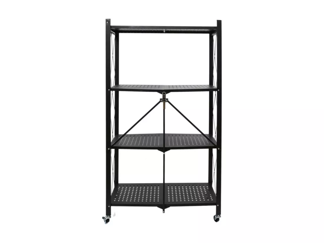 PLISS - Etagère Métallique Noire Pliable 4 Niveaux