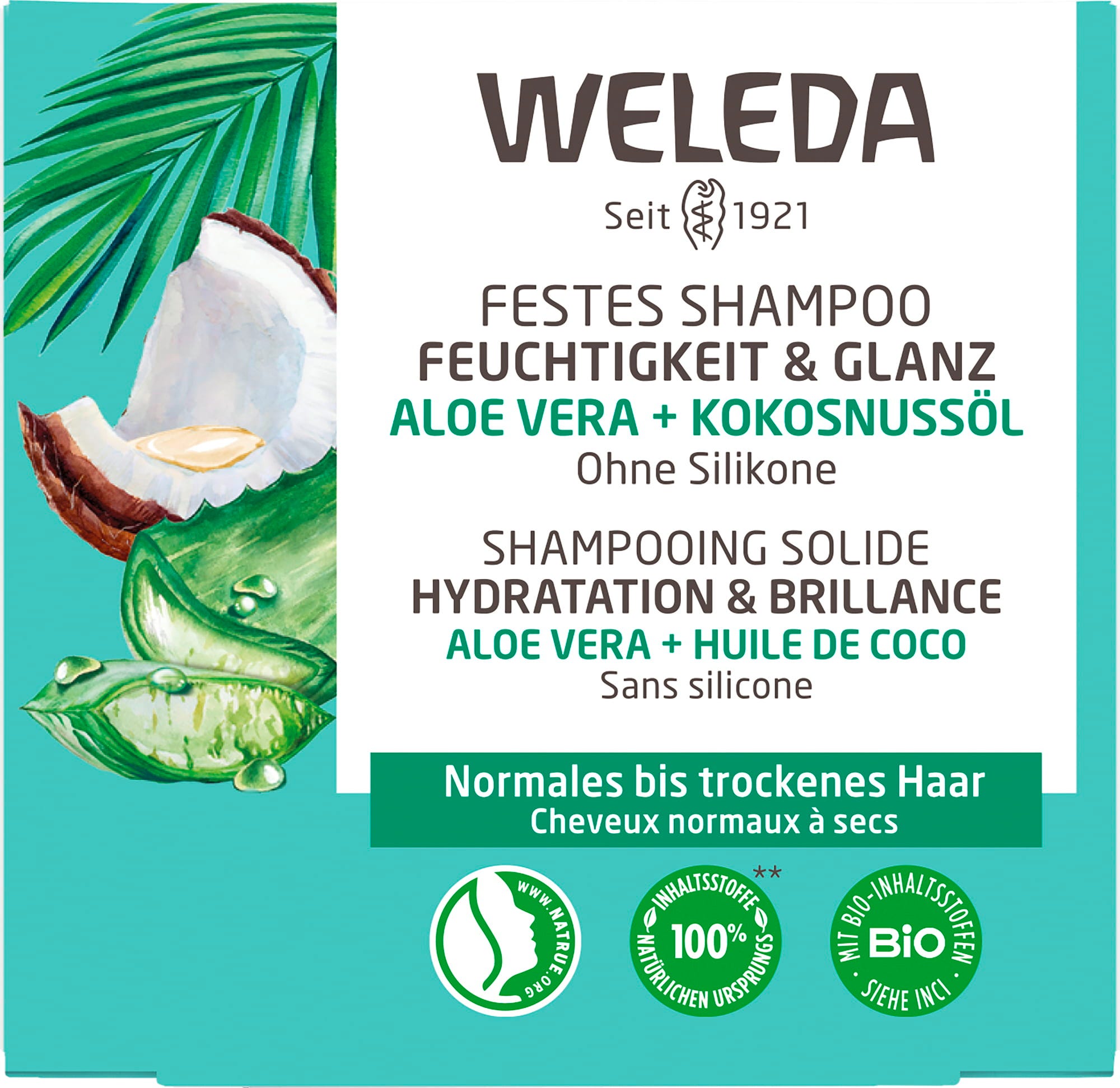 Weleda  Festes Shampoo Feuchtigkeit & Glanz, 50 g