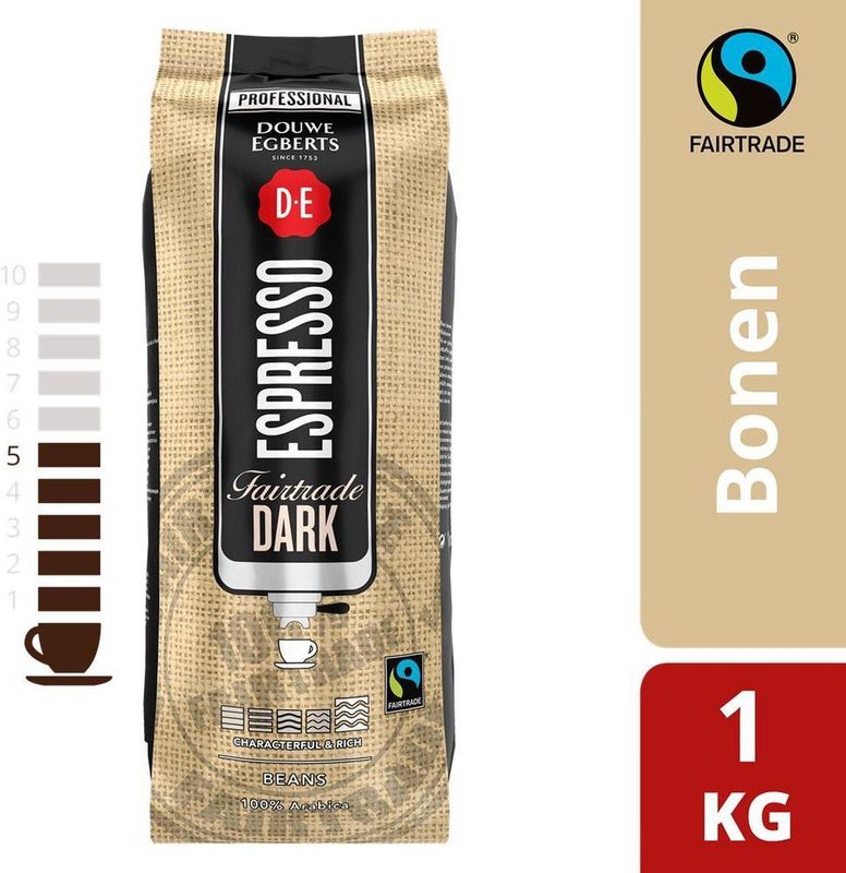 Douwe Egberts - Espresso Fairtrade - Koffiebonen - 1kg - Dark Roast