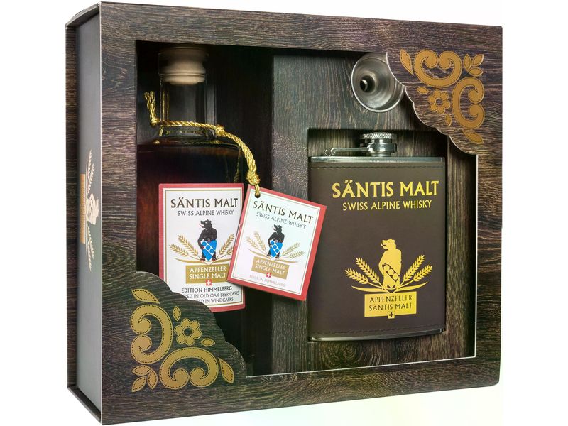 Säntis Malt Geschenkset Himmelberg Whisky Flachmann 0.5 l Edition Himmelberg Whisky mit Flachmann und Trichter