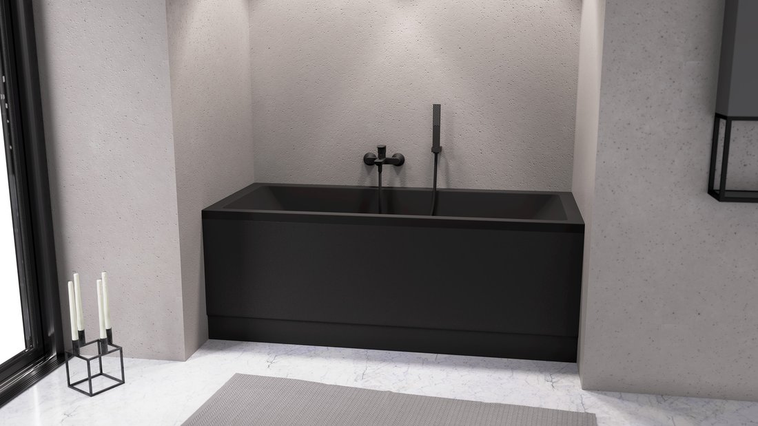 Polysan Pain Nika badpaneel rechts mat zwart 180x59cm