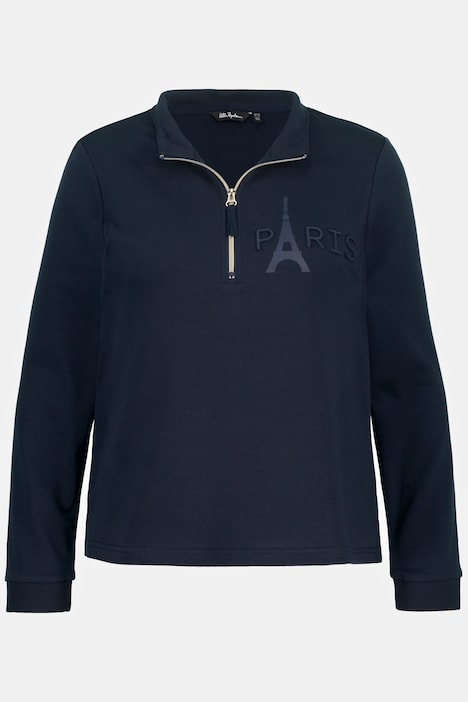 Sweatshirt, Eiffelturm, Stehkragen, Zipper, Langarm