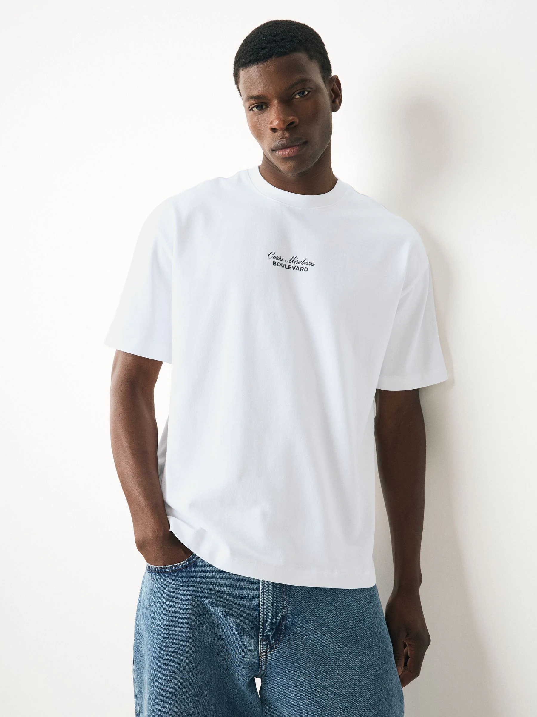 Wit/groen/neutraal - Relaxt dik T-shirt met grafische print