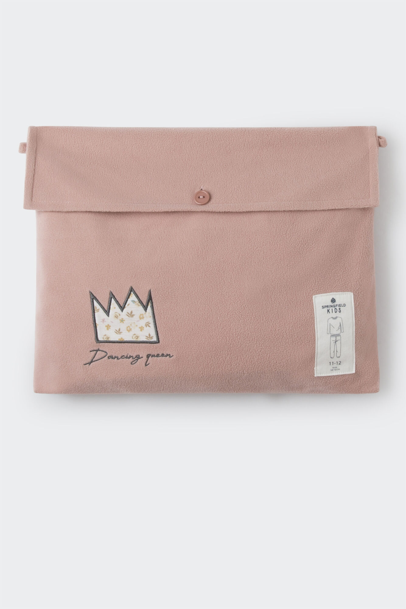 Pijama de lã polar com estampa de coroa para meninas