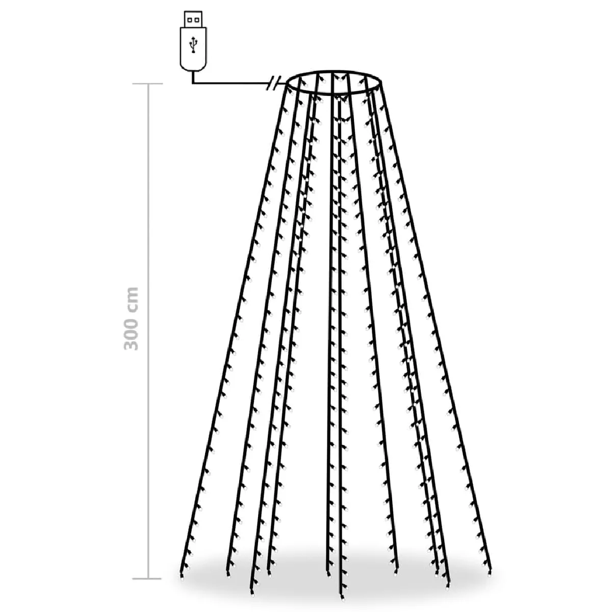 VidaXL Guirlande 300 LED Bleu 300 cm
