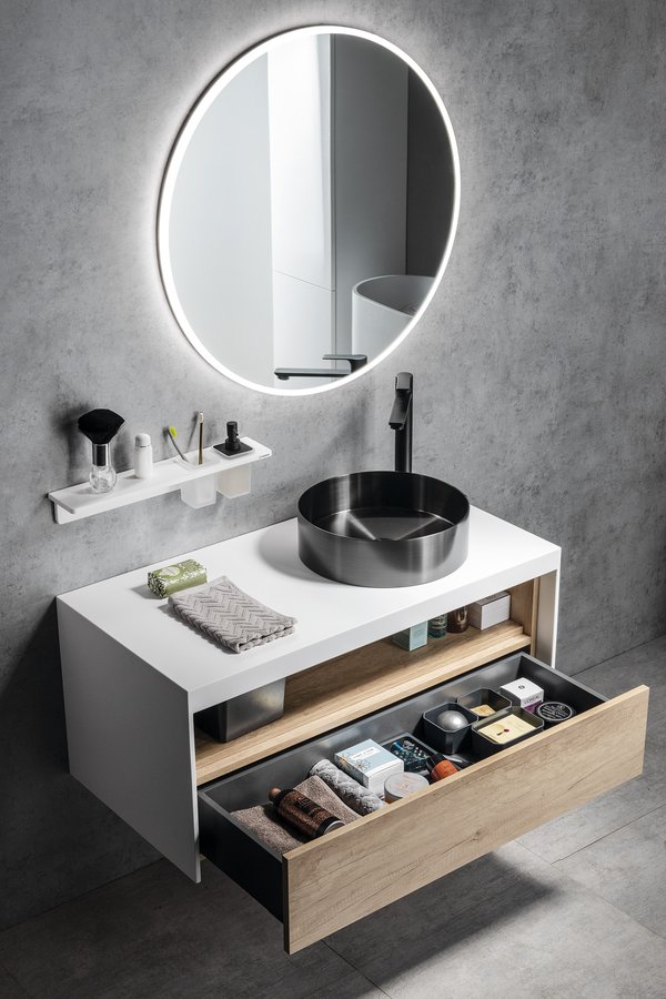 Sapho Viera wastafelonderkast eiken/mat wit 100x50x44cm
