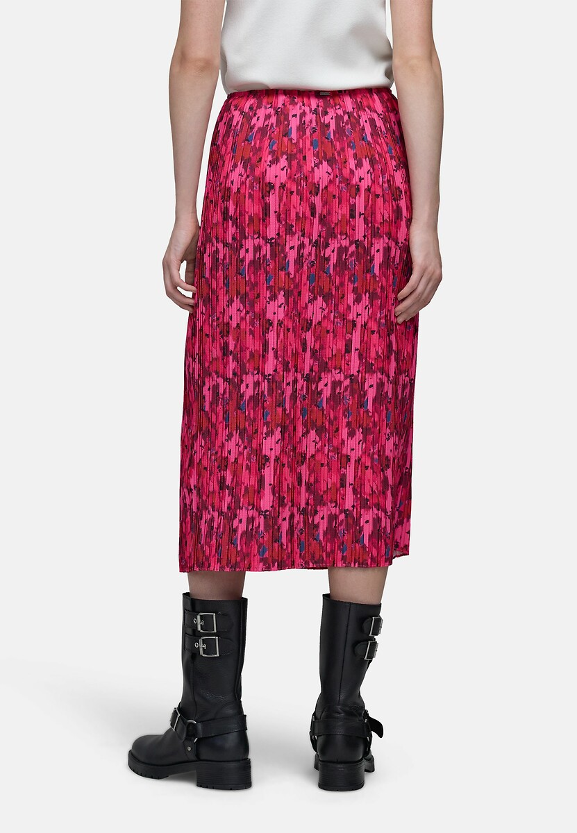 IKKS<br>Saia midi estampada, evasê