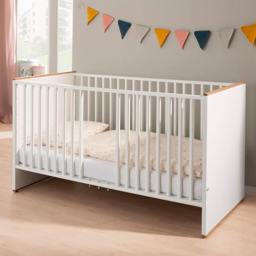 PAIDI Babybett LIEVEN 70 x 140 cm weiß/ braun