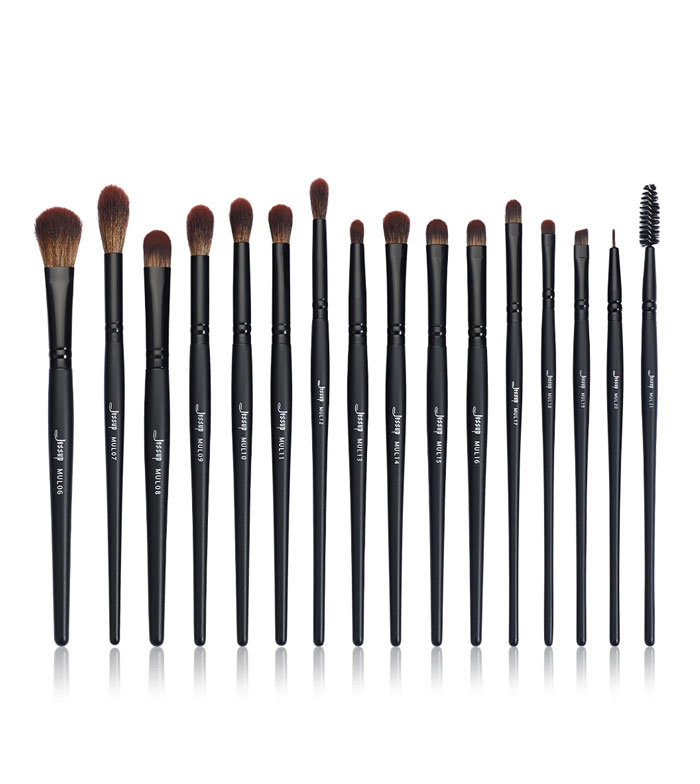 Jessup Beauty - Conjunto de pincéis de 16 peças Black Precision - T272: Makeup Lover (Phantom Black)