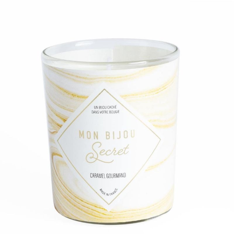 Bougie Bijou Collier argenté - Parfum Caramel gourmand - 40h