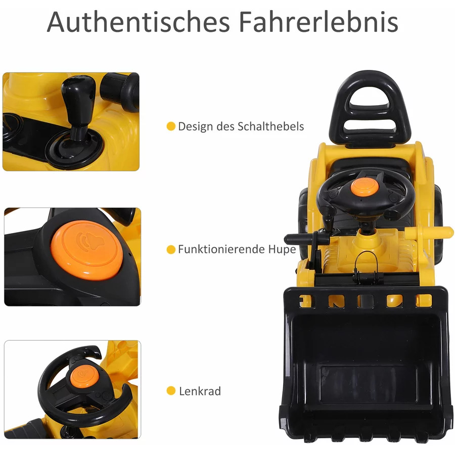 HOMCOM Trettraktor mit Stauraum gelb
