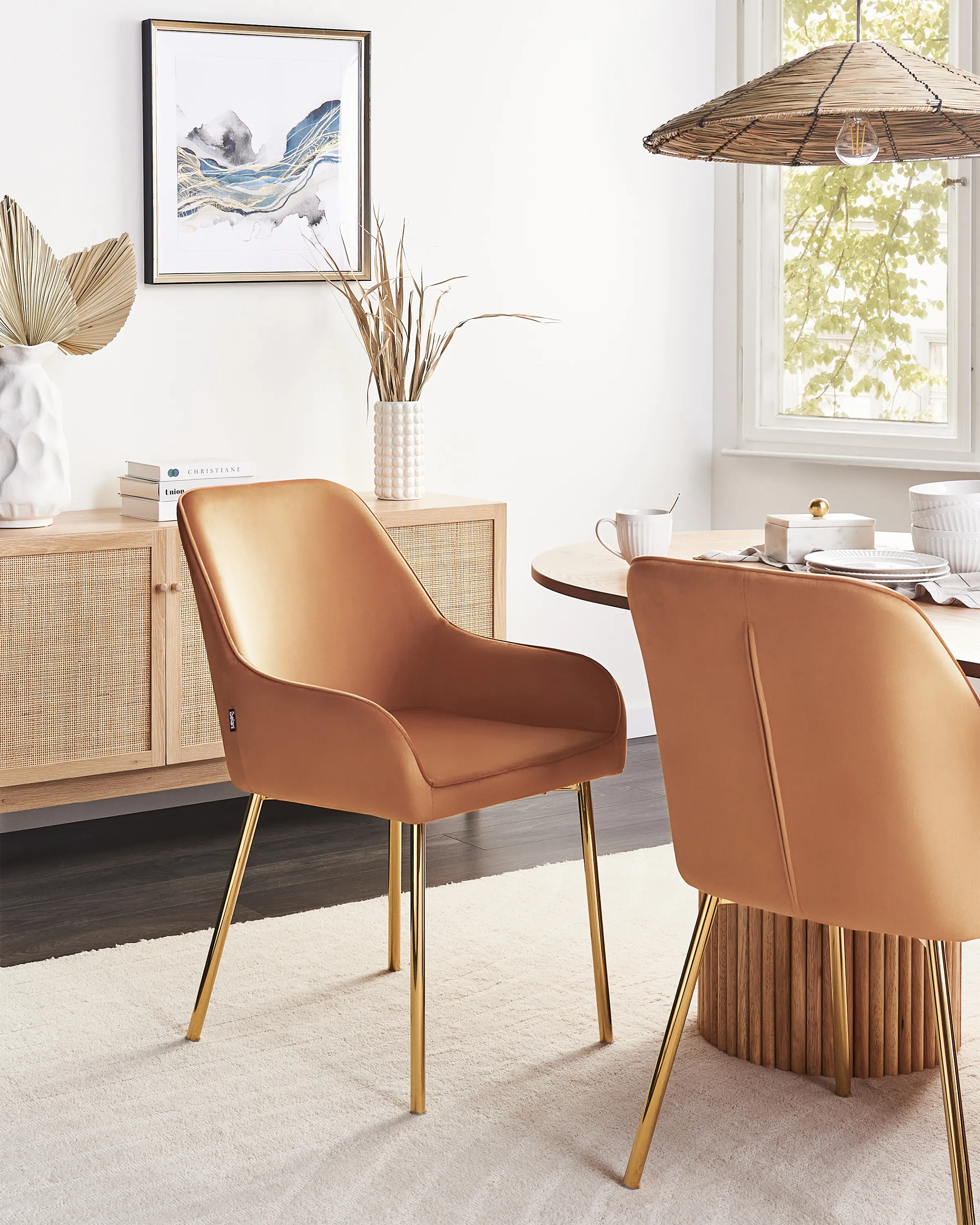 Set van 2 eetkamerstoelen LOVERNA Fluweel Oranje