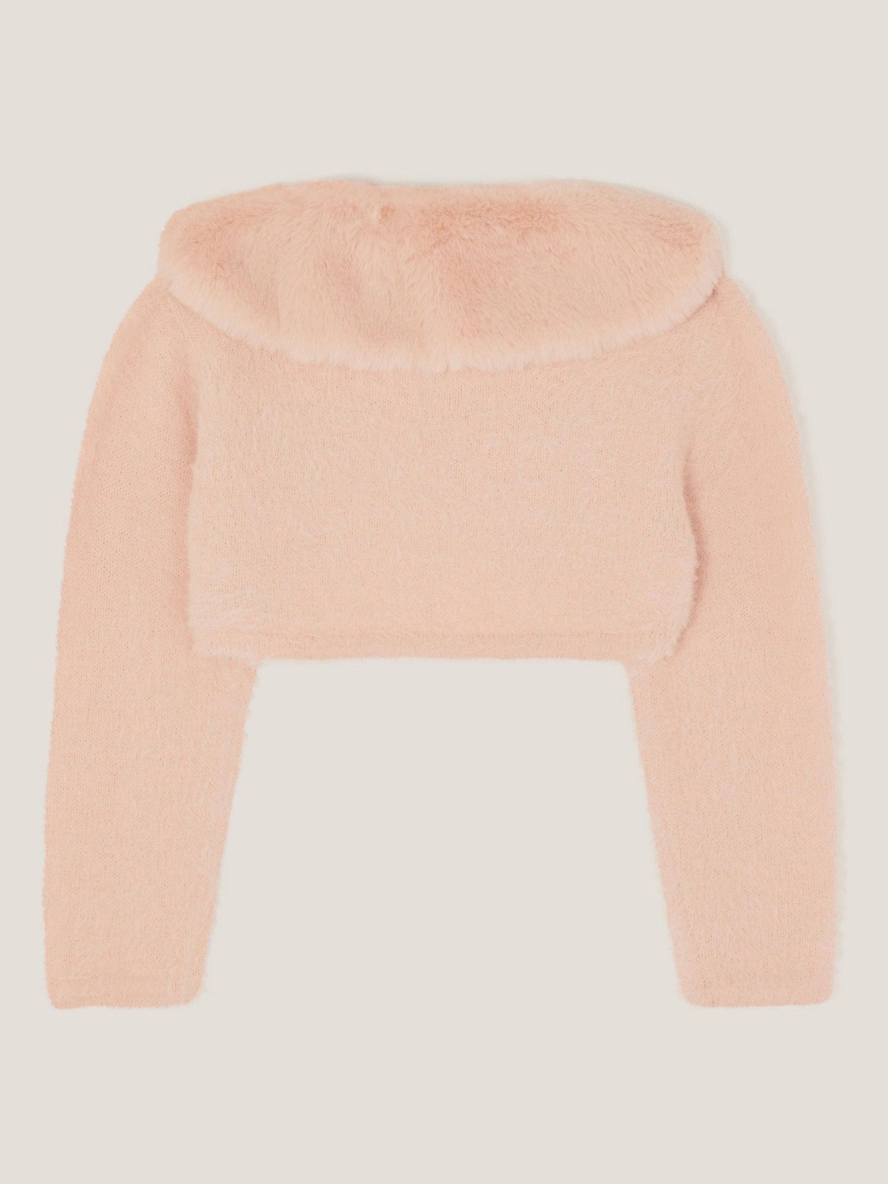 Roze - Monsoon Baby - Fuzzy vest met afneembare kraag