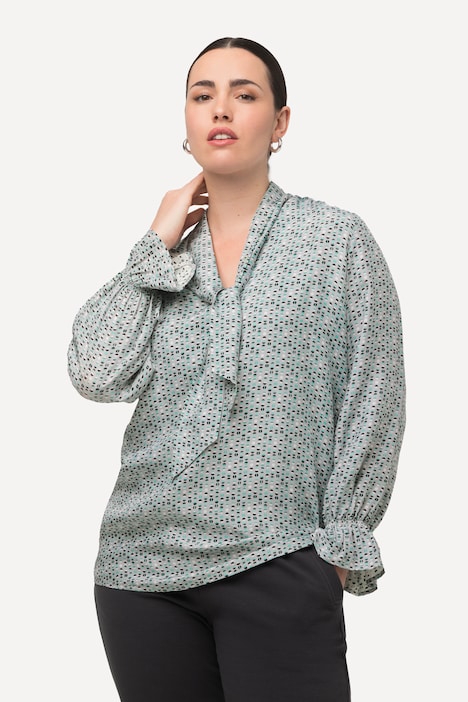 Bluse, Schluppe, Stehkragen, Langarm, Rüschen