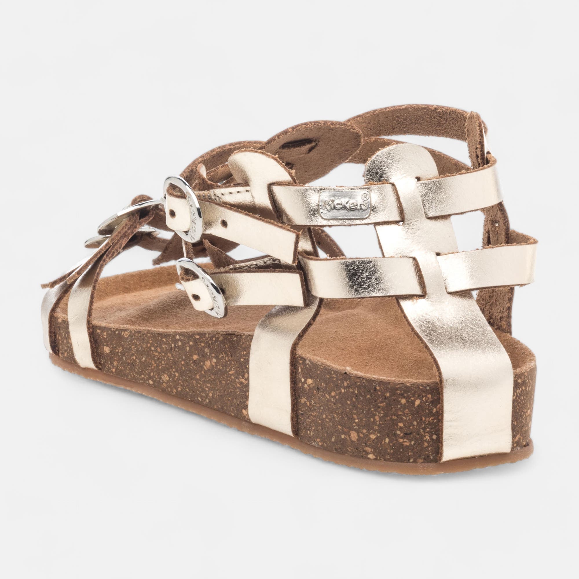 Mules semelle liège Femme en cuir or