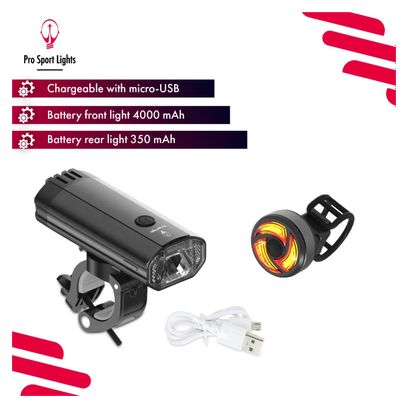 Kit lumière vélo 1200 Lumen et 100 Lumen LED vélo