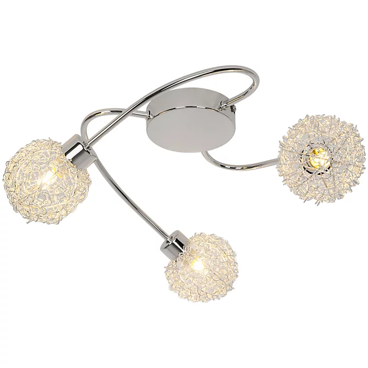 Plafonnier G9 40W GoodHome Phaidros brillant effet chromé H.16 x Ø42 cm