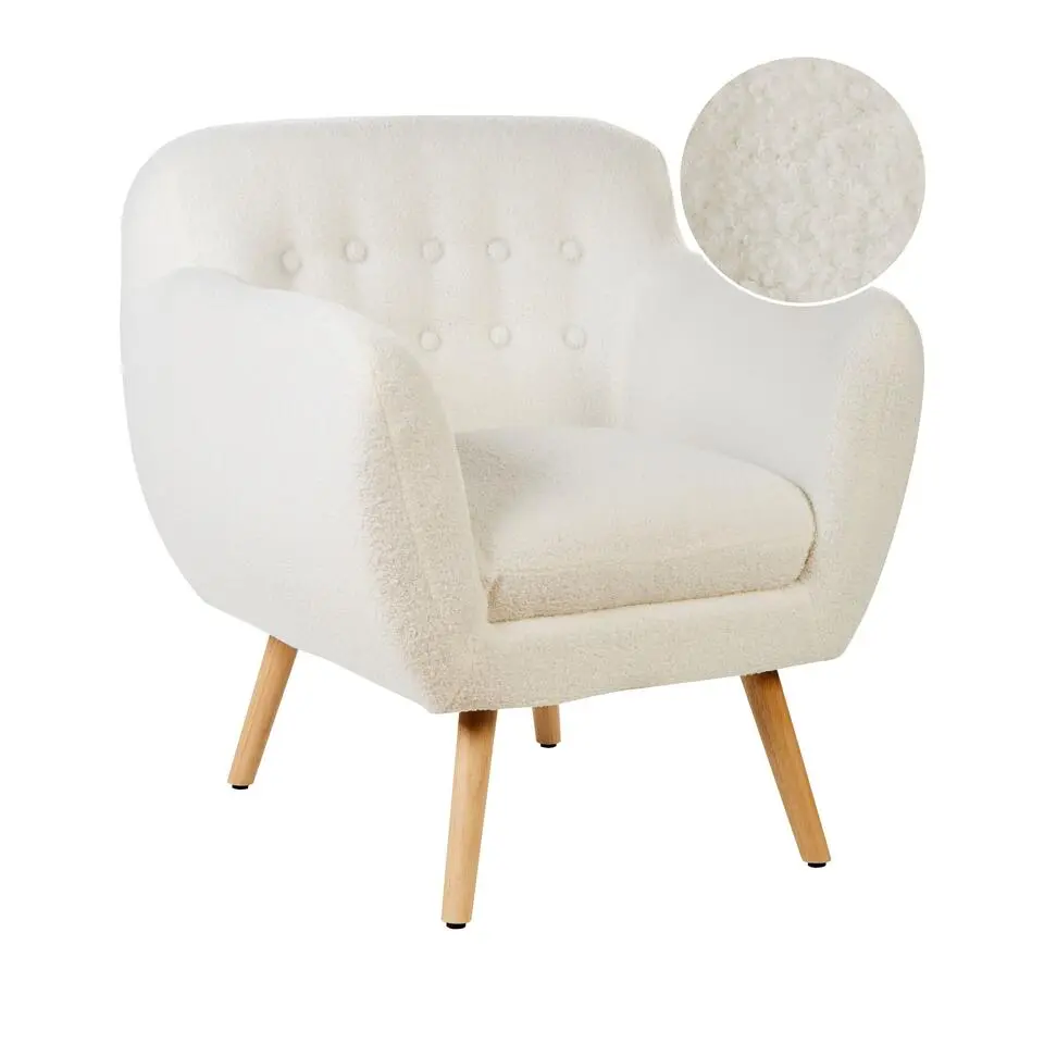 MELBY - Fauteuil - Wit - Bouclé