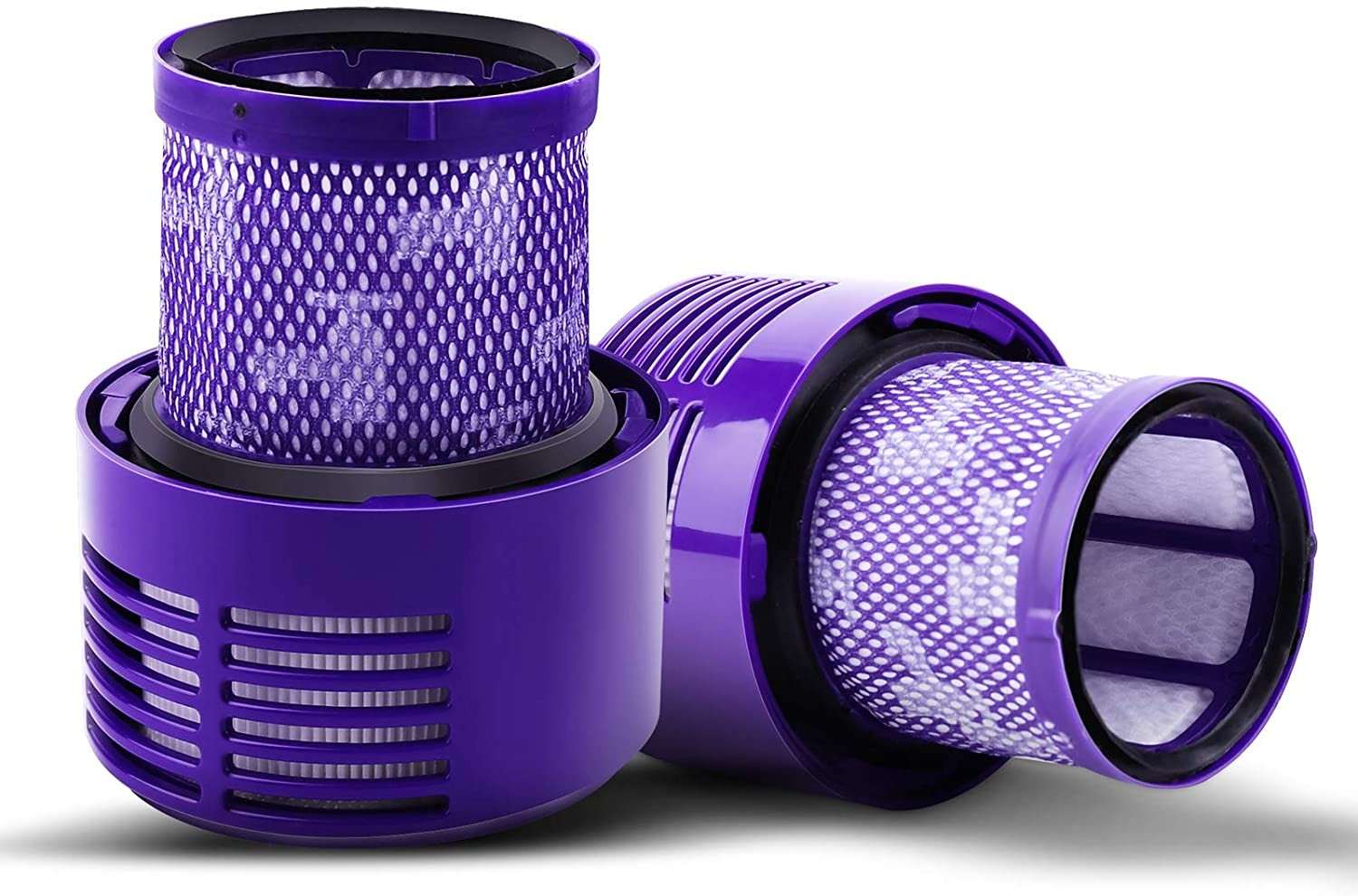 (5-tlg. Set) Ersatz Hepa Filter inkl. Reinigungsbürste für Dyson Staubsauger V10 / SV12 - Violett