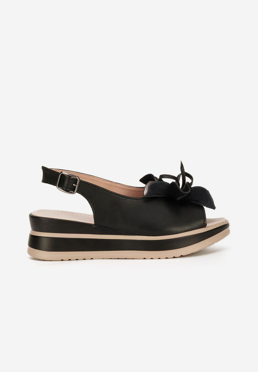 Sandales à plateforme en cuir noires Rafaelia