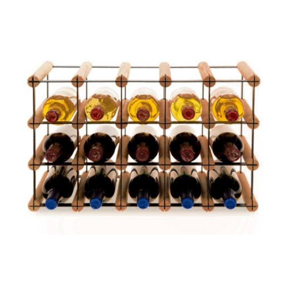 PROREGAL Modulair Wijnrek Vinotega Mod Metaal HxBxD 32,5 x 52,5 x 24,5 cm 5 x 3 Flessen Massief grenenhout Bruin Geolied