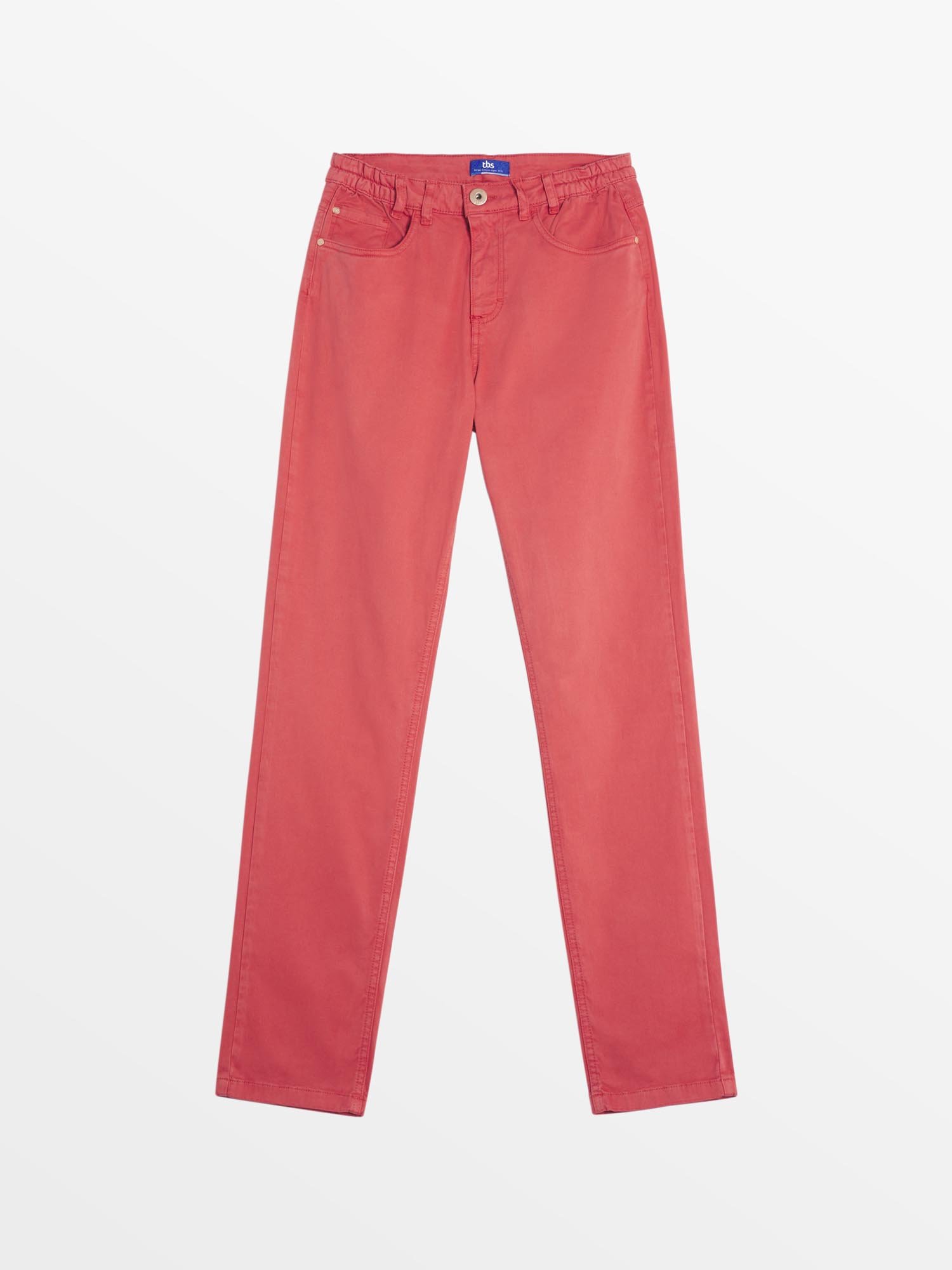 Pantalon Femme Coton Stretch Ceinture Elastique Rose