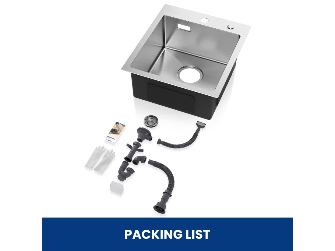 Cecipa MAX Évier Cuisine 1 Bac 40 × 45 cm Évier Inox Brossé + Mitigeur de Cuisine Rabattable Brossé