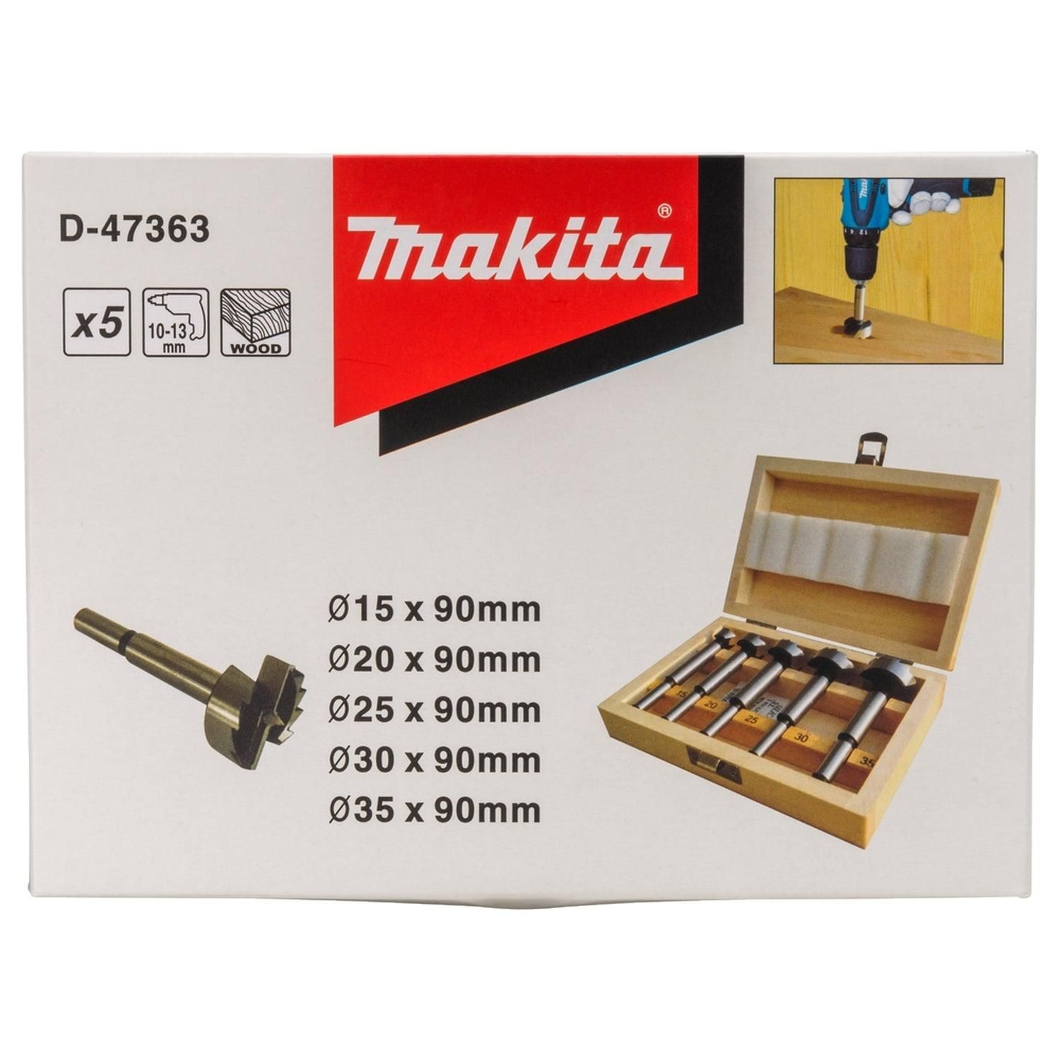 Makita D-47363 Cilinderkopboorset 5-delig in Houten Kist