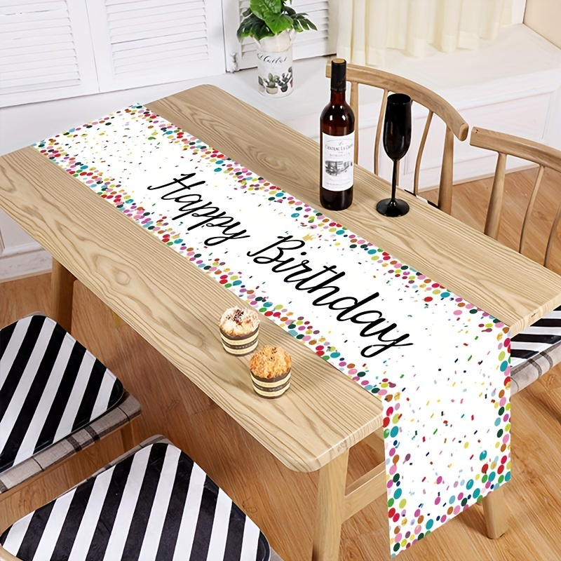 (184x34cm) Happy Birthday Tischläufer Geburtstags Party Deko Tischtuch - Bunt