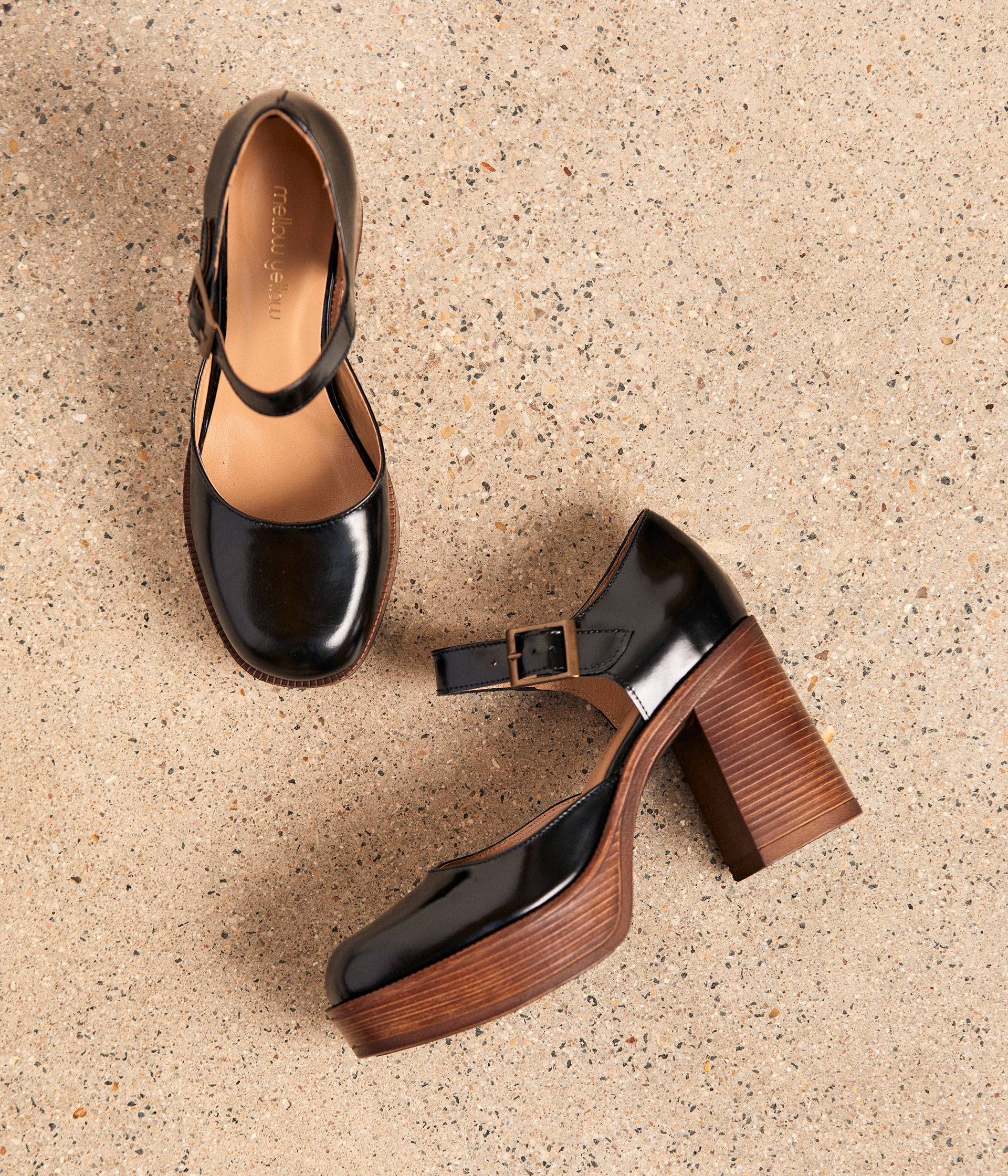 Babies cuir noir Adenora