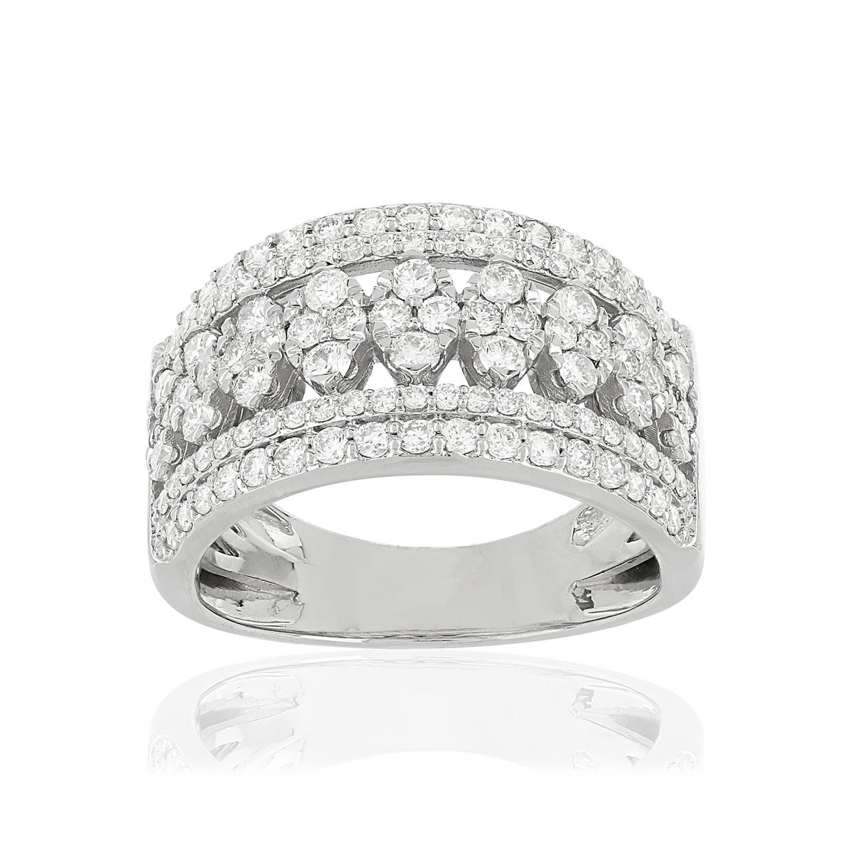 Bague or 750 blanc ajourée diamants synthétiques 1,25 carat